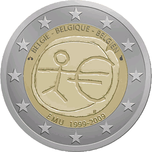 2 EURO 2009 10 jaar EMU UNC België